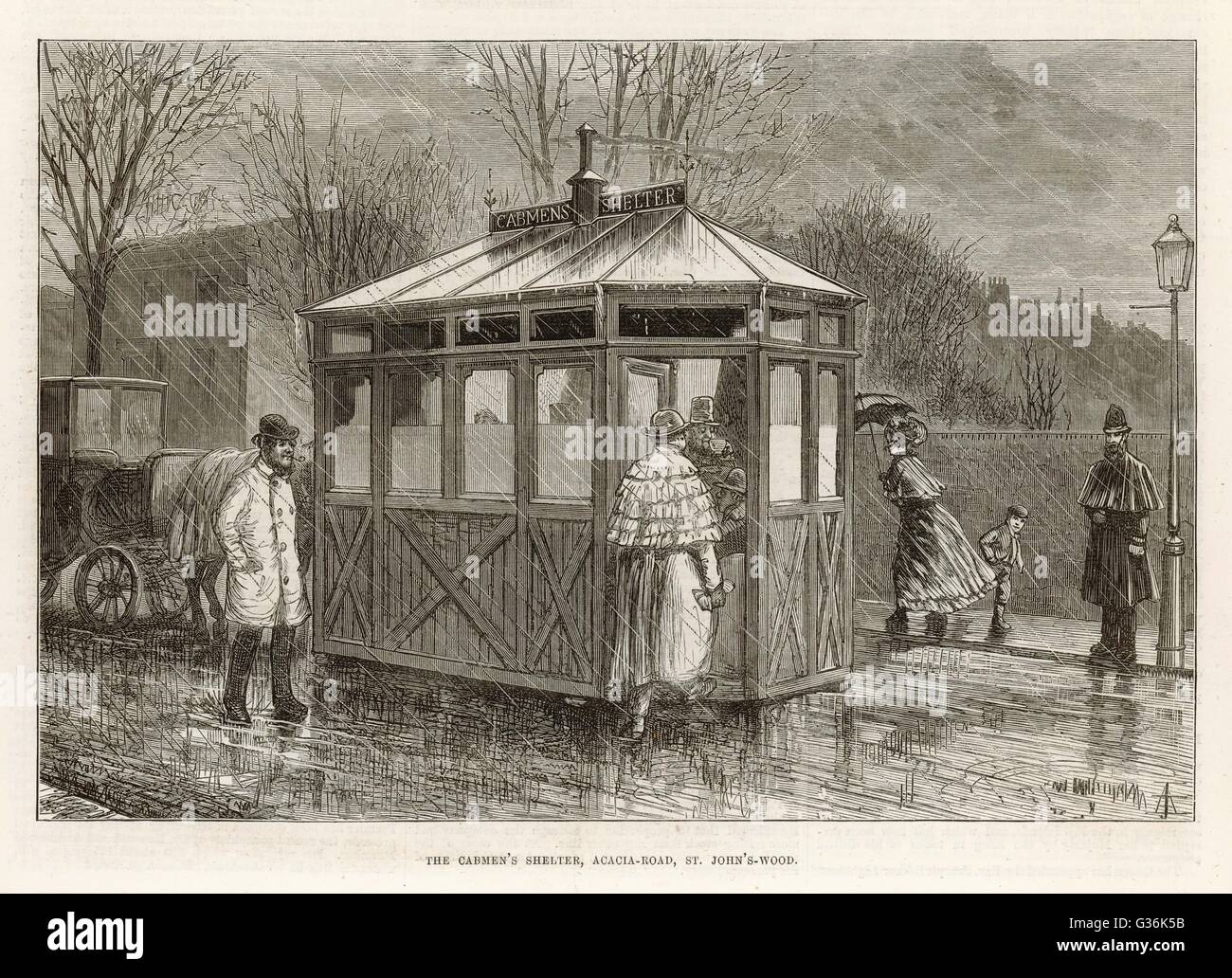 London Cab Shelter 1875 Stock Photo