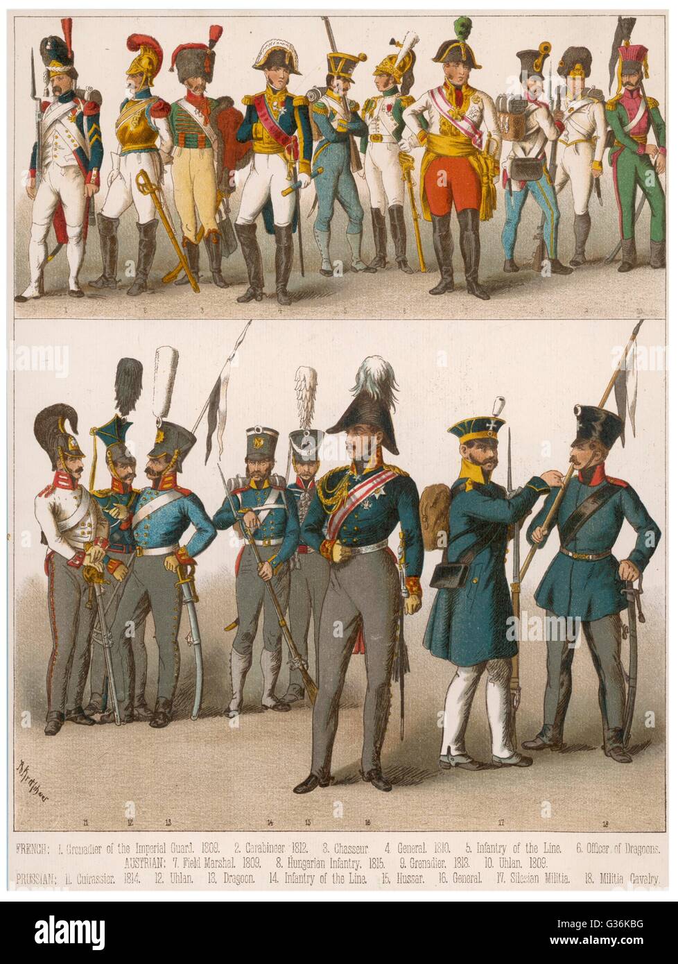 French and Prussian soldiers Stock Photo