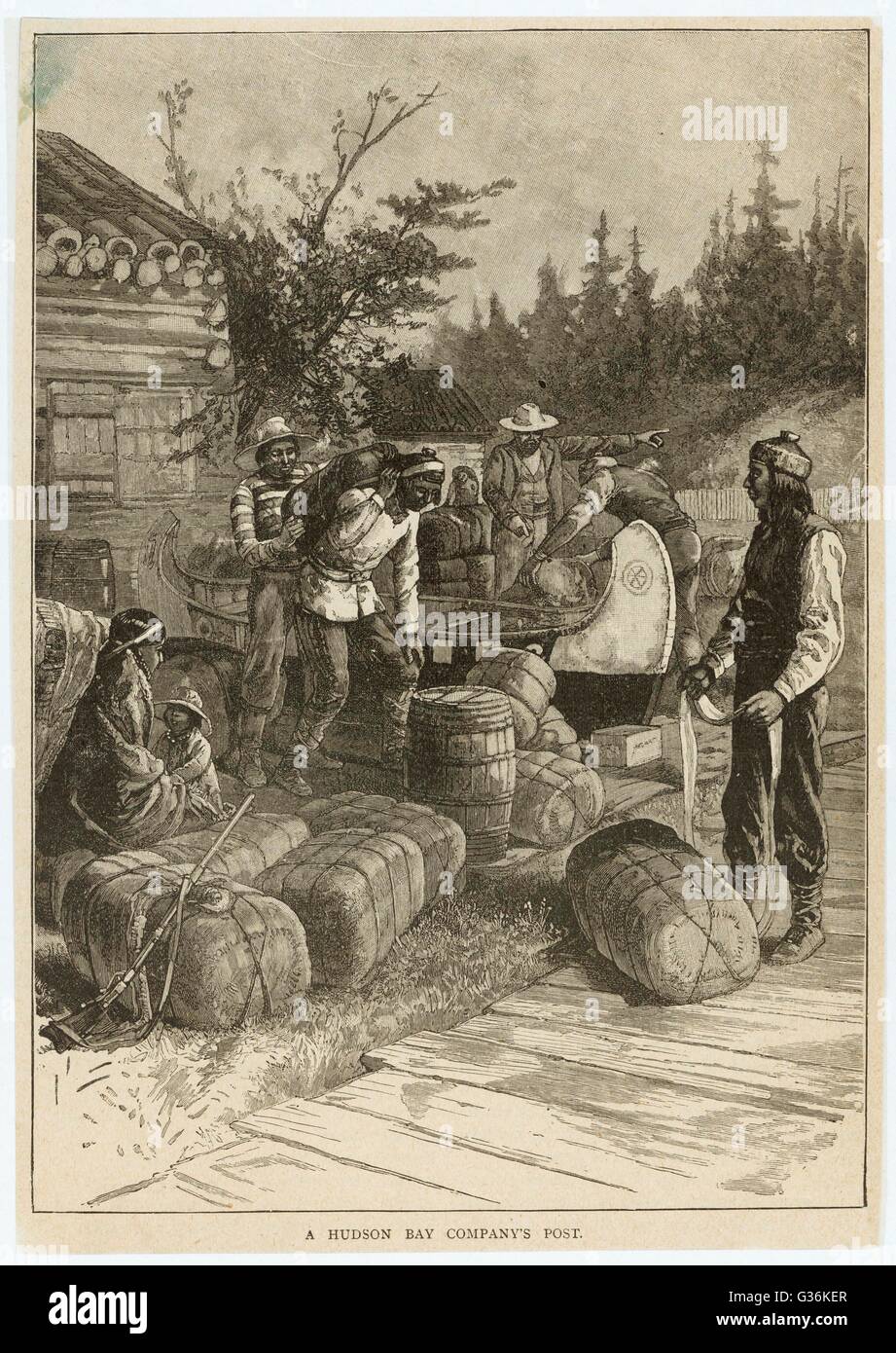 A trading post of the Hudson's Bay Company, Canada Date 1870 Stock