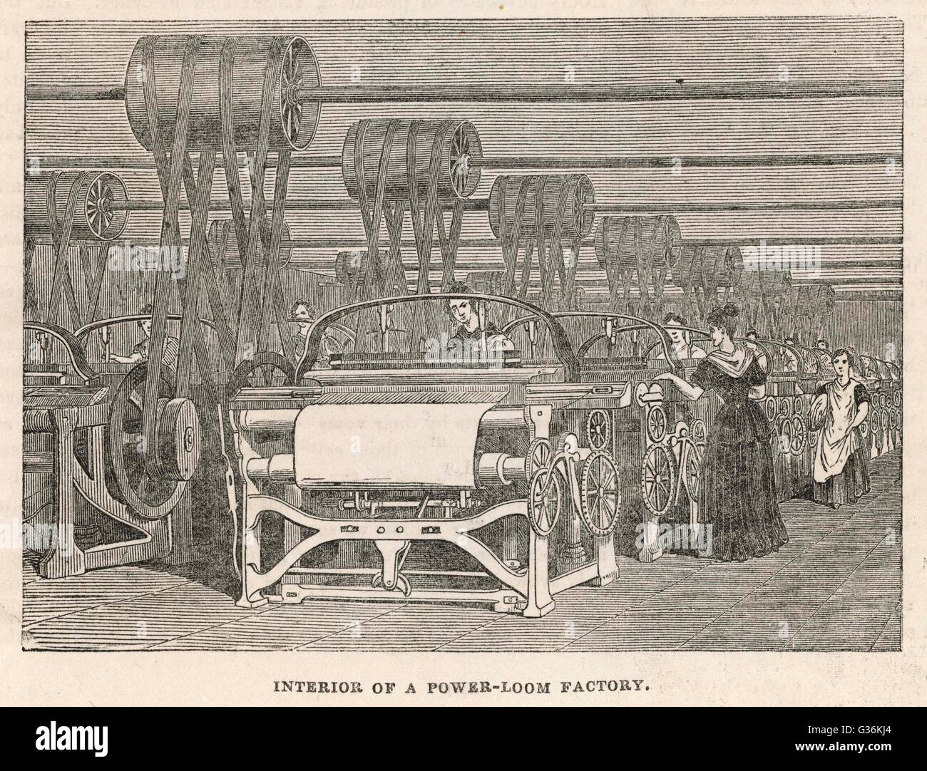 Women at work in a power-loom factory, Lancashire Date: 1844