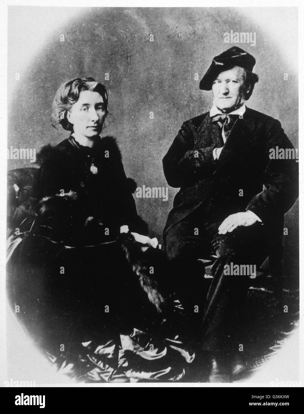 Richard Wagner (1813-1883) German musician, at age 70, with his wife Cosima Stock Photo
