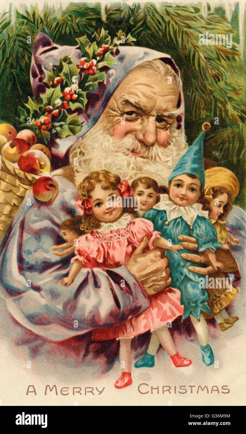 Father Christmas with a sack of toys Stock Photo