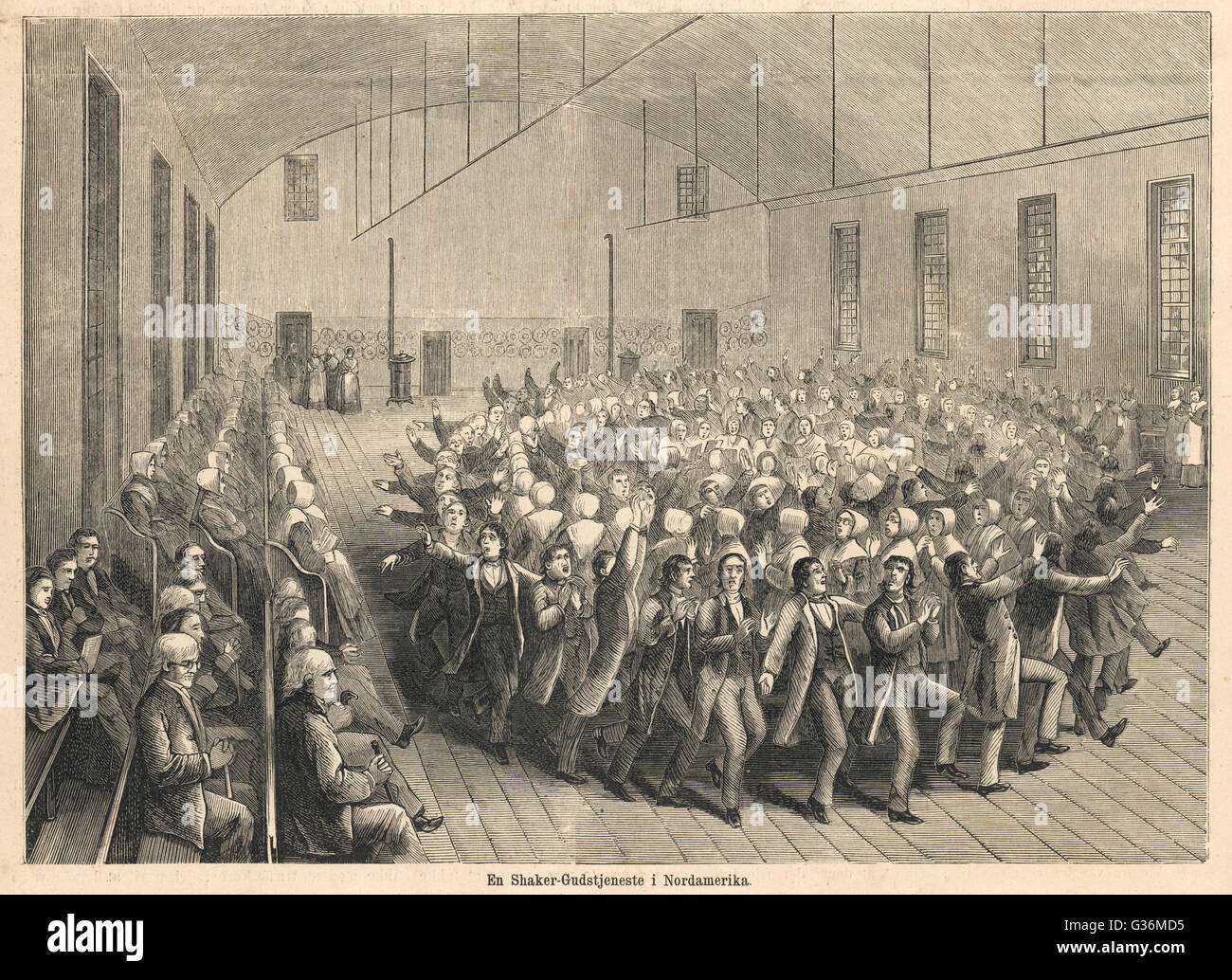 Shakers community dance at a Sunday service Stock Photo Alamy