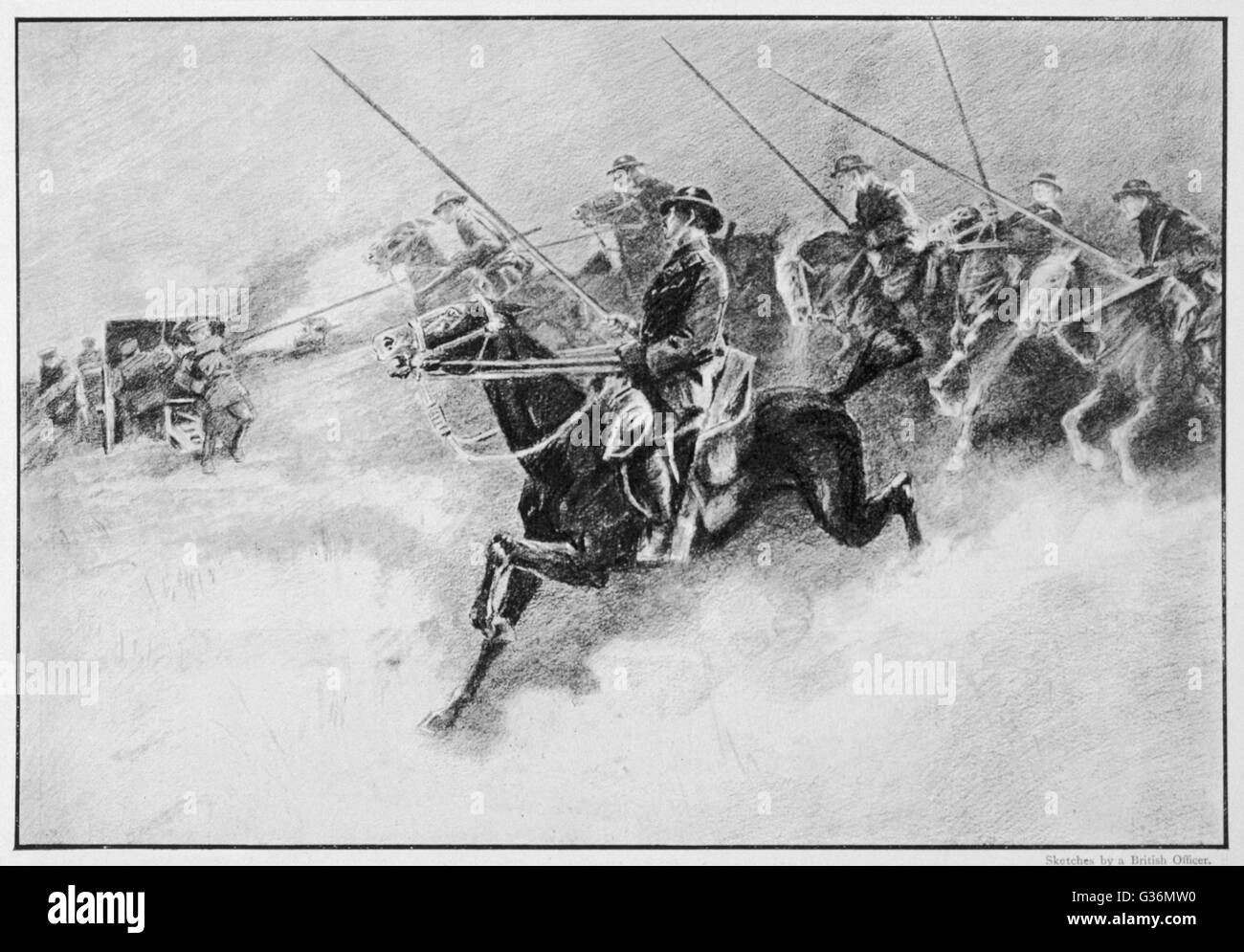 British cavalry in action during WWI Stock Photo