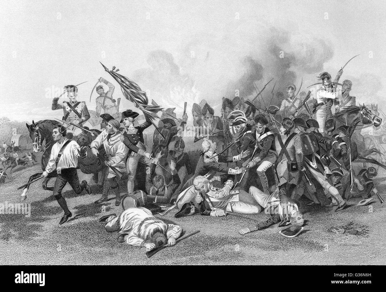 General De Kalb mortally wounded at Battle of Trenton Stock Photo