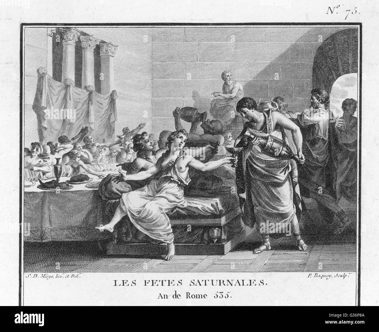 A Roman banquet to celebrate the Saturnalia, 17-19 December.          Date: circa 100 BC Stock Photo