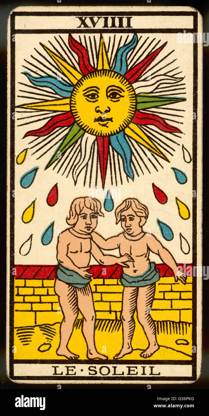 Tarot Card 19 - Le Soleil (The Sun). Stock Photo