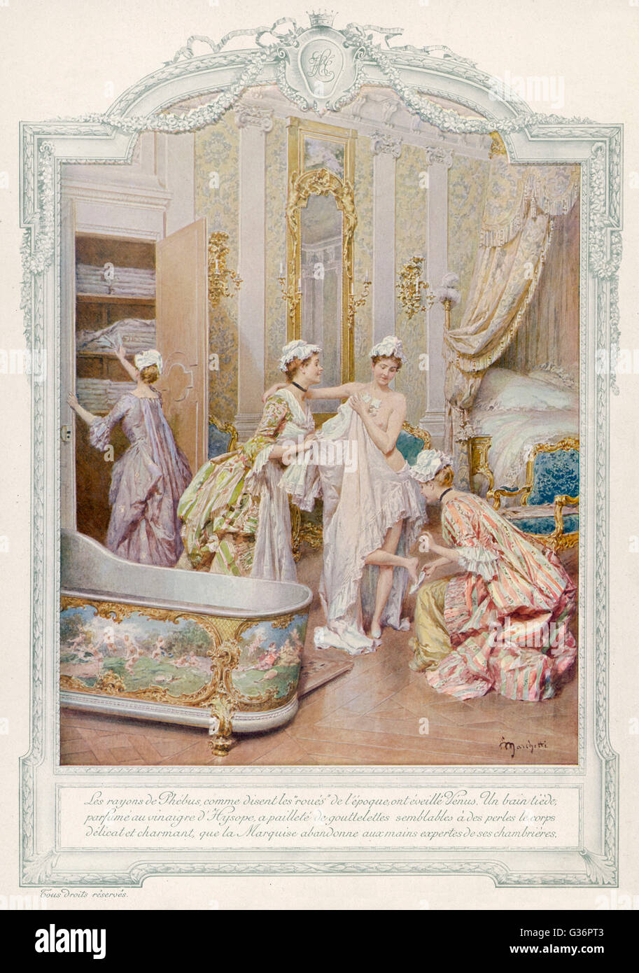 Aristocratic French lady bathing and dressing Stock Photo Alamy