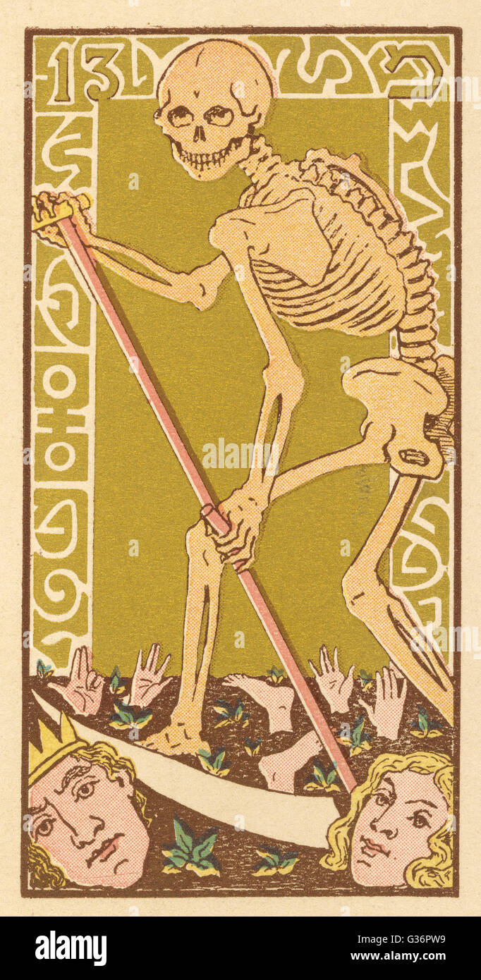 Death personified on a Tarot card Stock Photo