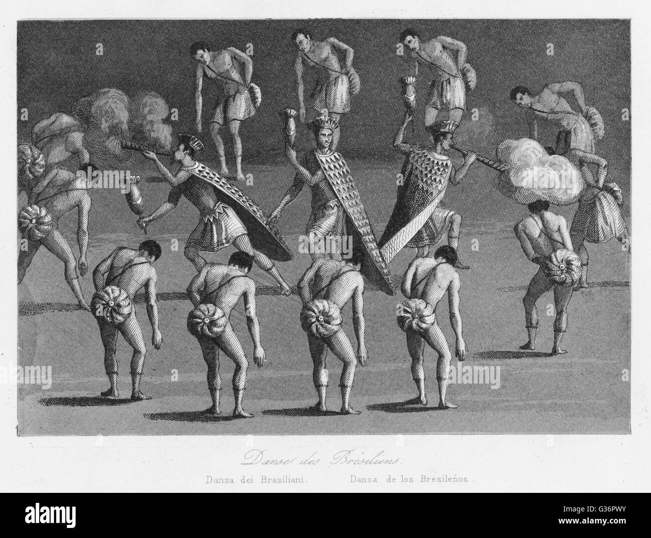 Brazilian Natives Performing Traditional Dance High Resolution Stock 