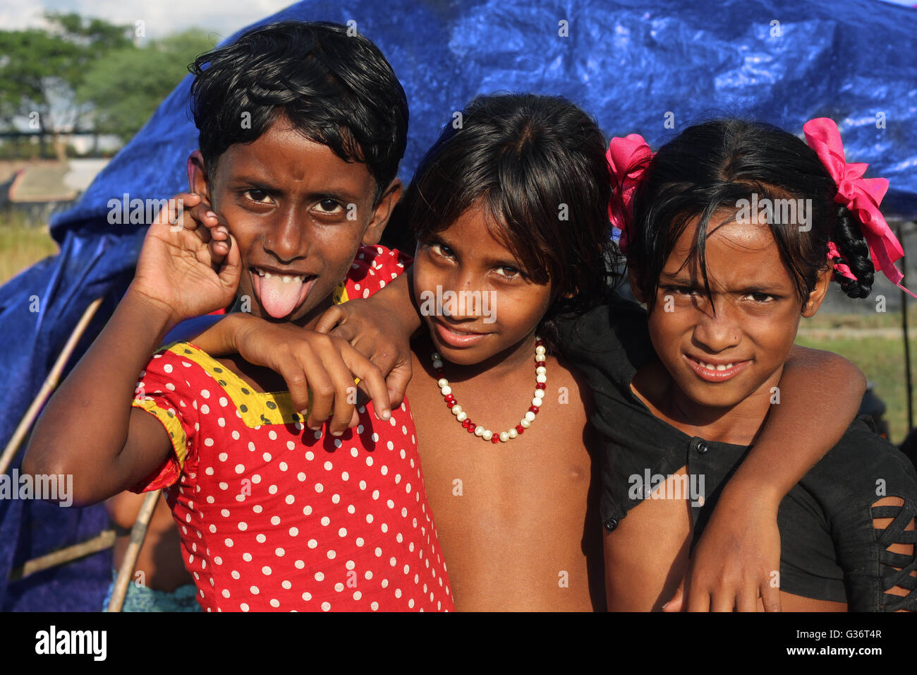 Gypsy girls.Khulna,Bangladesh. Stock Photo
