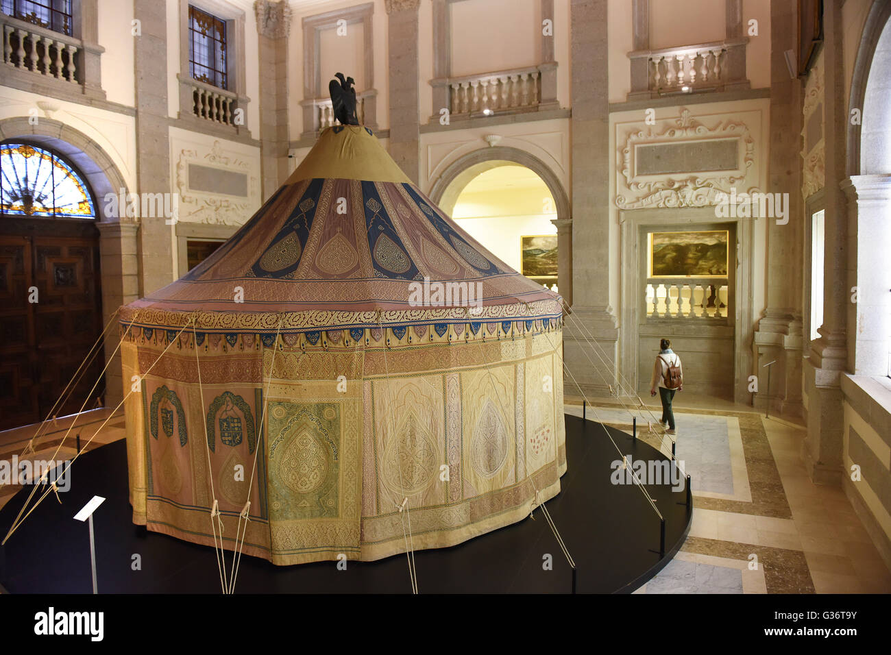 16th century Indo-Portuguese tent known as the Emperor Charles V tent at the Alcazar of Toledo museum in Spain Stock Photo