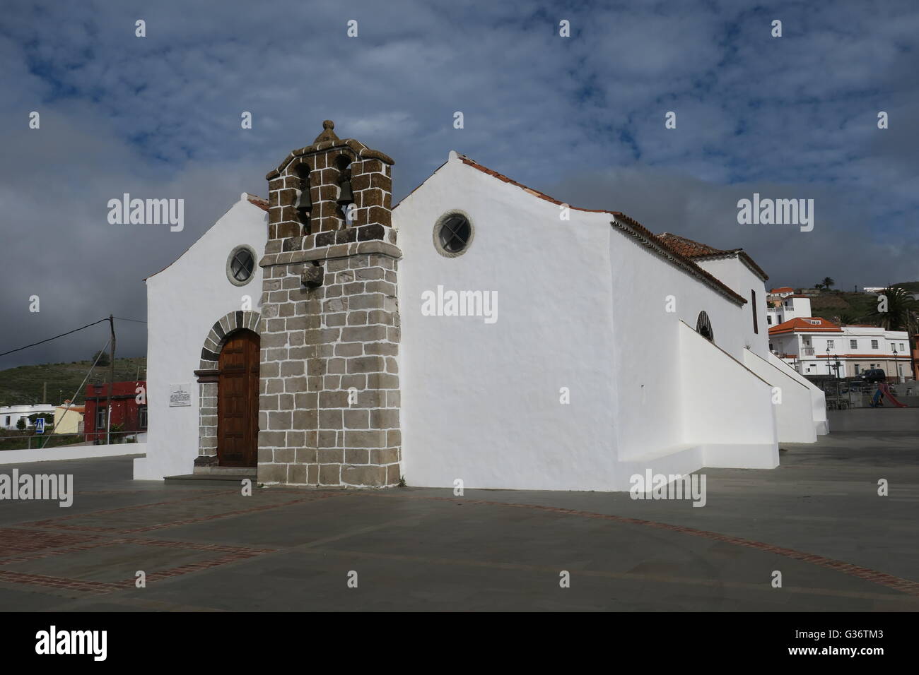 16th-century church, la Iglesia de la Virgen de la Candelaria in Chipude, the highest village on the island of La Gomera. Stock Photo