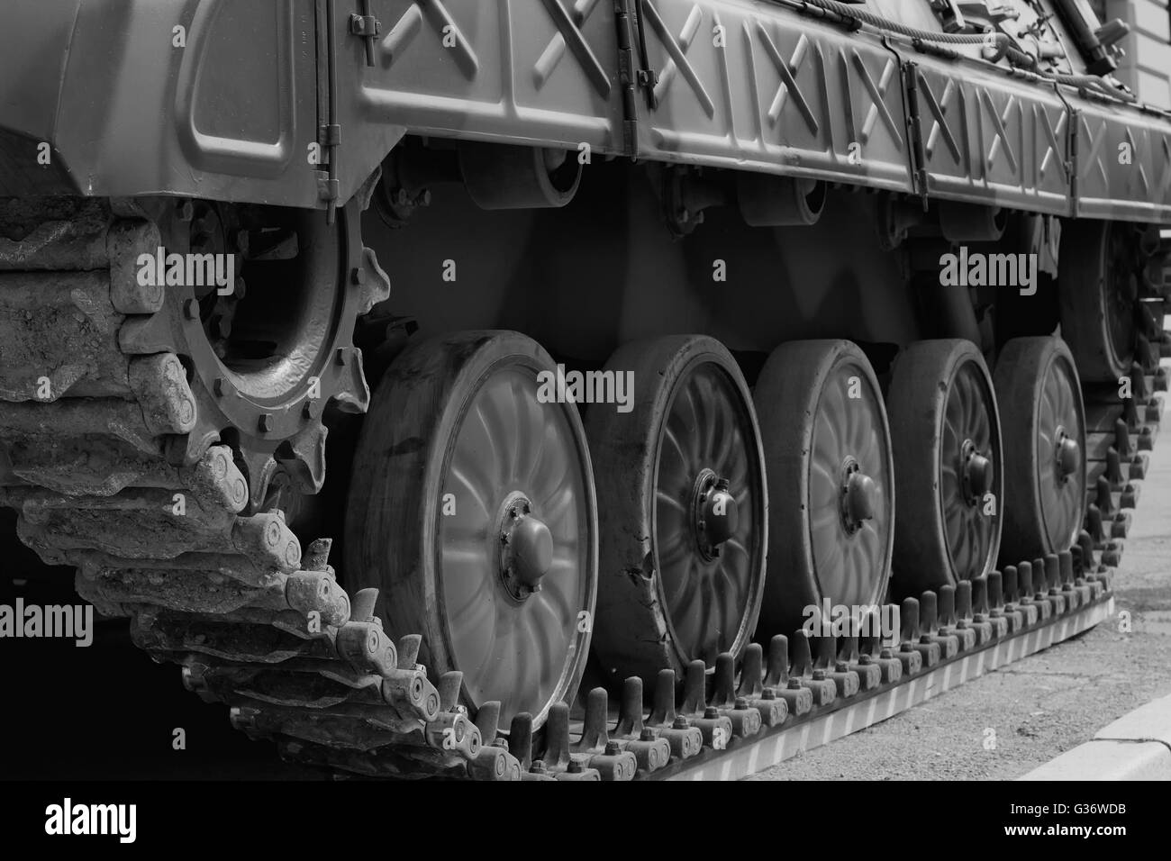 Military tank track Stock Photo