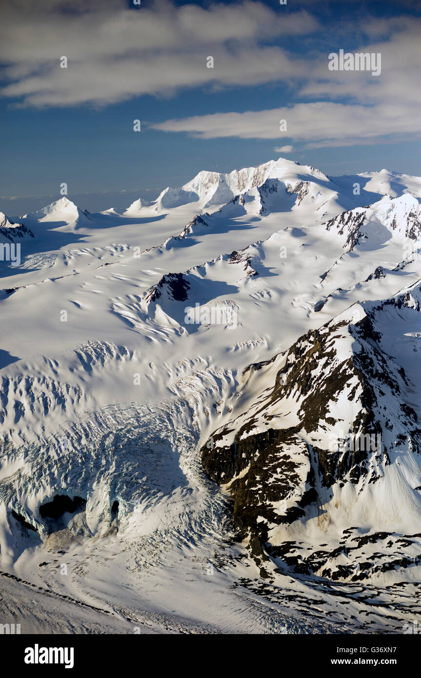 An aerial photo from the Chugach National Forest in Alaska USA. The Chugach National Forest is a 6,908,540-acre 27,958 km2 Loca Stock Photo
