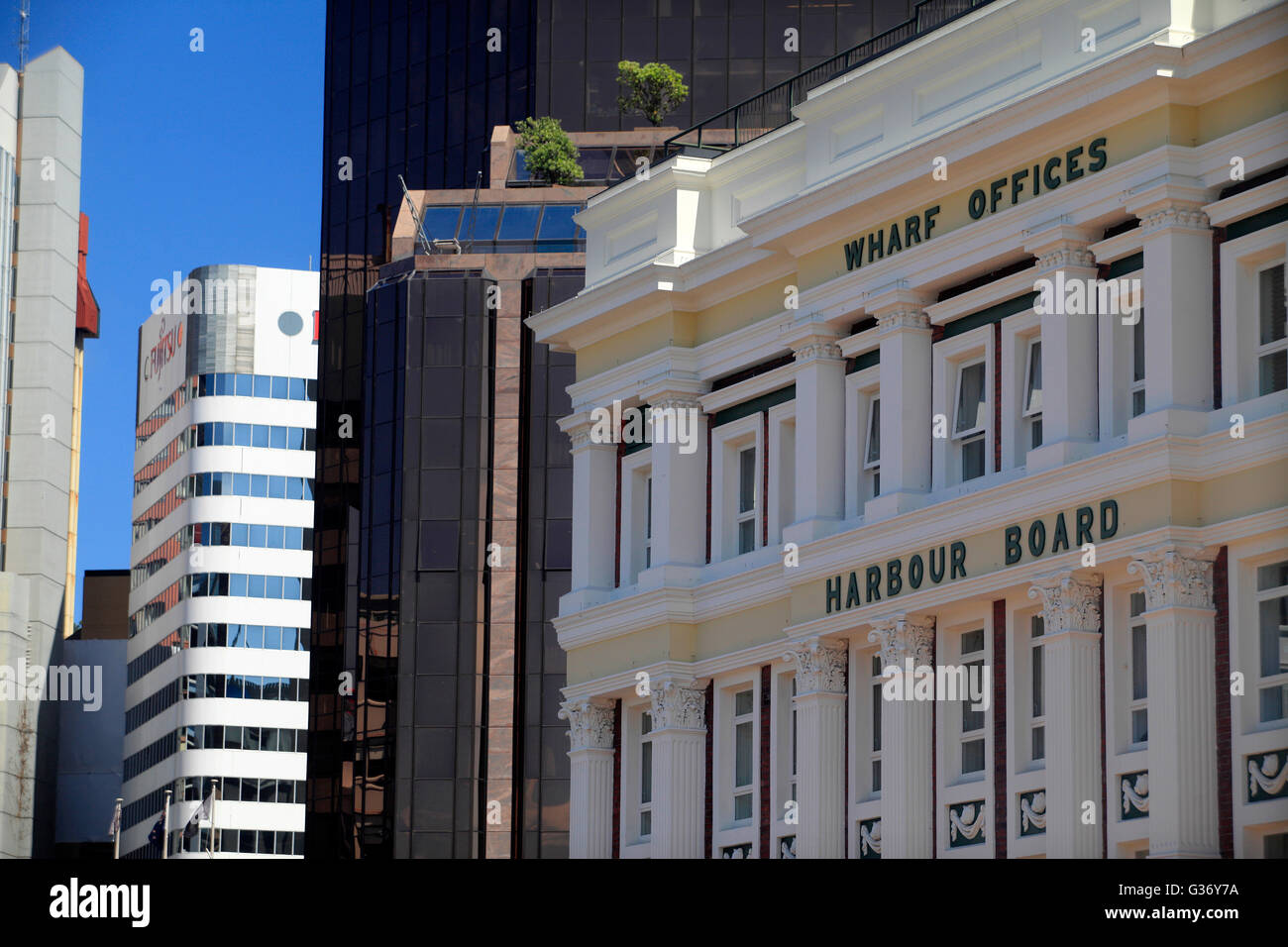 Wellington harbour board wharf office building hires stock photography