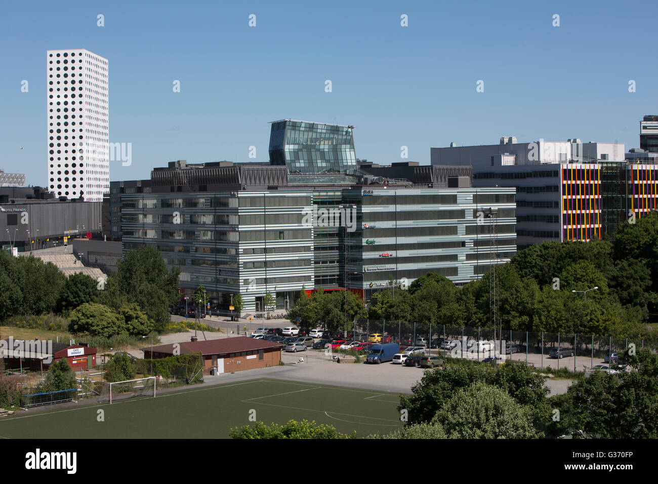 View of Solna. Mall of Scandinavia and Friends Arena. Stock Photo