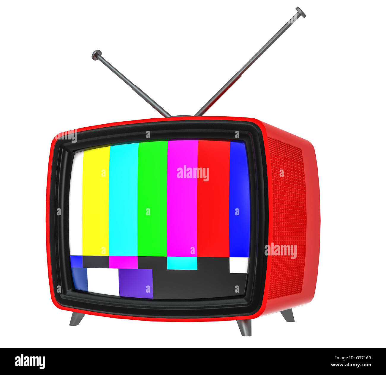 Illustration of old style red TV isolated on white Stock Photo Alamy