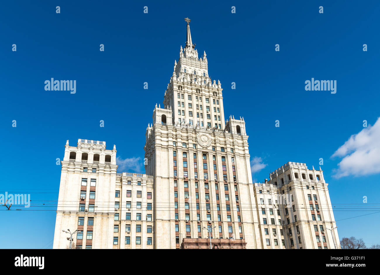 Stalin skyscraper on square of the Red Gate in Moscow, Russia Stock Photo