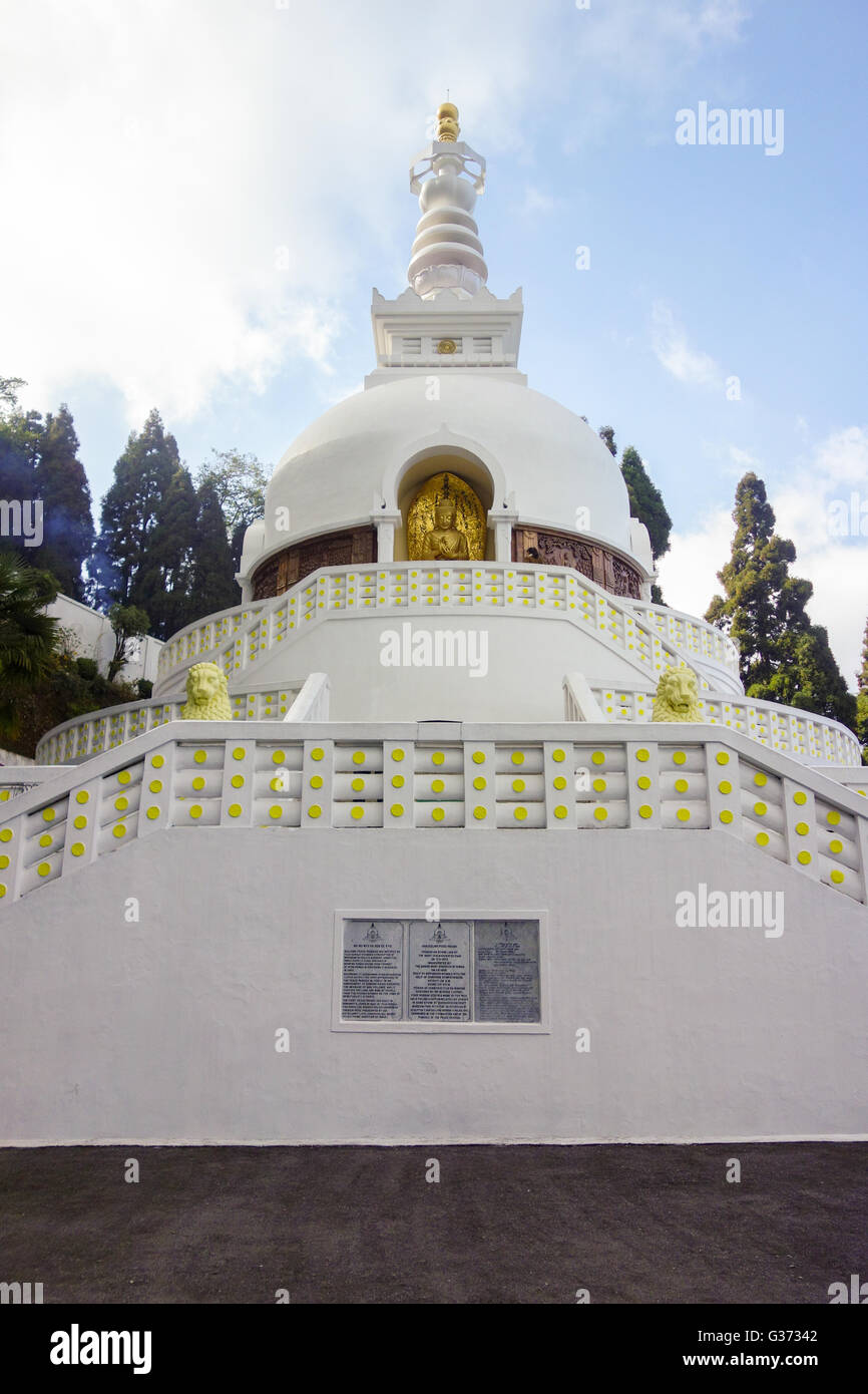 Japanese Peace Pagoda in Darjeeling, West Bengal, India Stock Photo