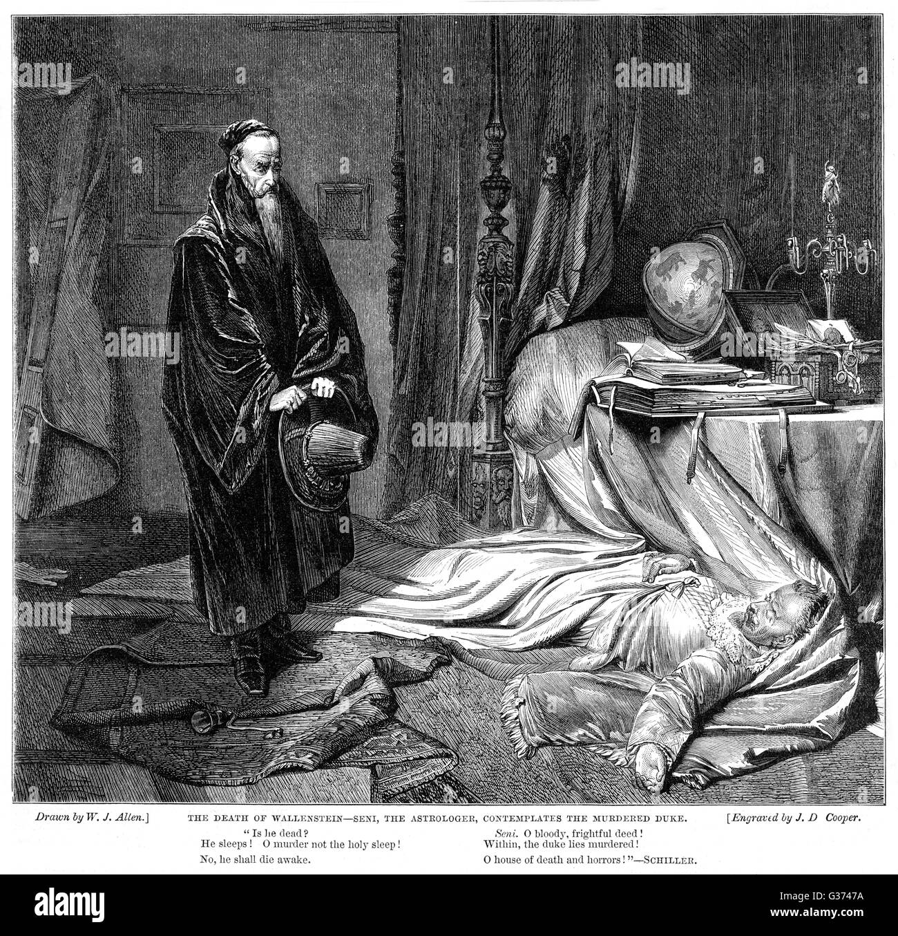 The body of WALLENSTEIN, assassinated by agents of emperor Ferdinand II for being too ambitious