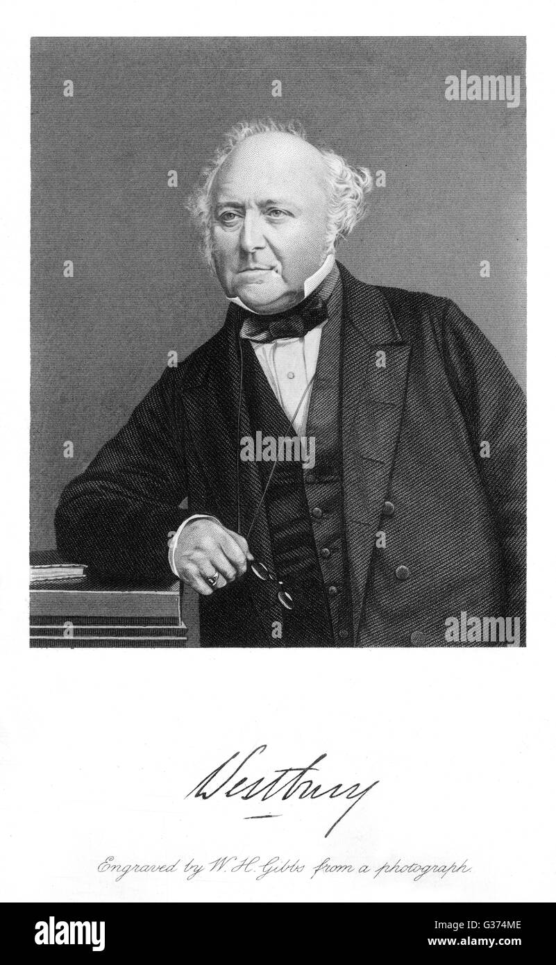 RICHARD BETHELL, first lord  WESTBURY statesman, lord chancellor  with his autograph      Date: 1800 - 1873 Stock Photo