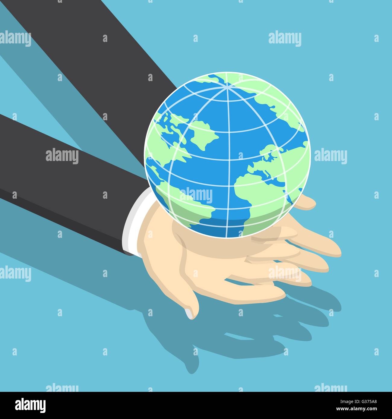 Isometric businessman holding earth globe on his hands, global business ...
