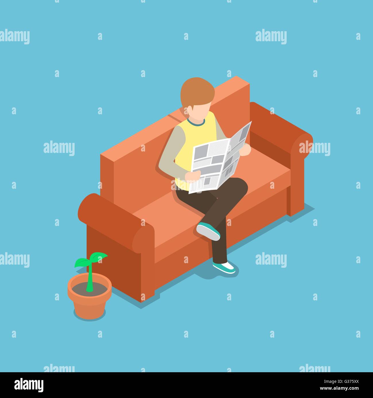 Reading newspaper illustration Stock Vector Images Alamy