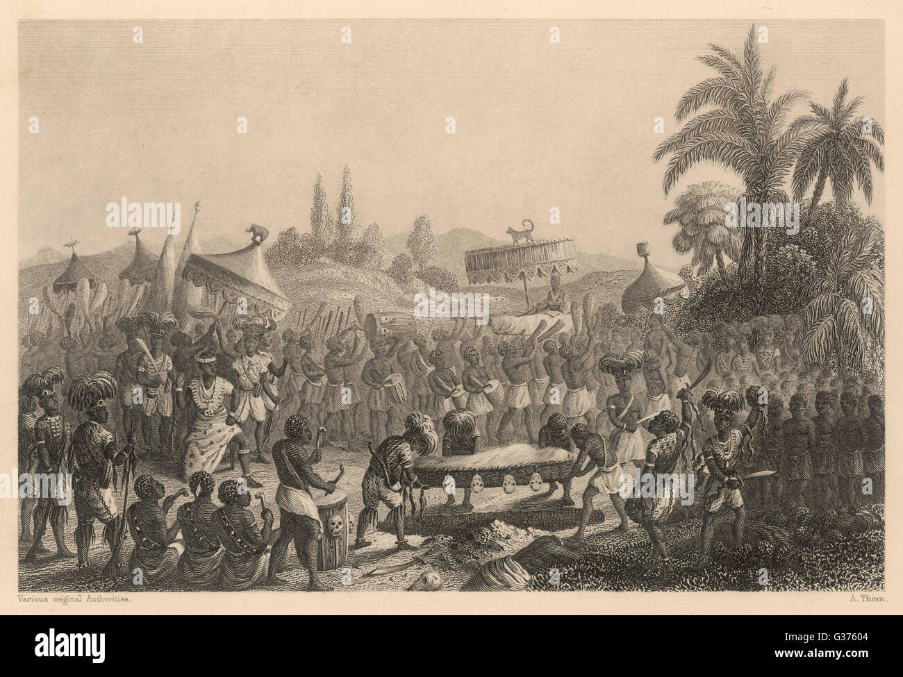 The funeral of an Ashanti of  rank.         Date: circa 1835 Stock Photo