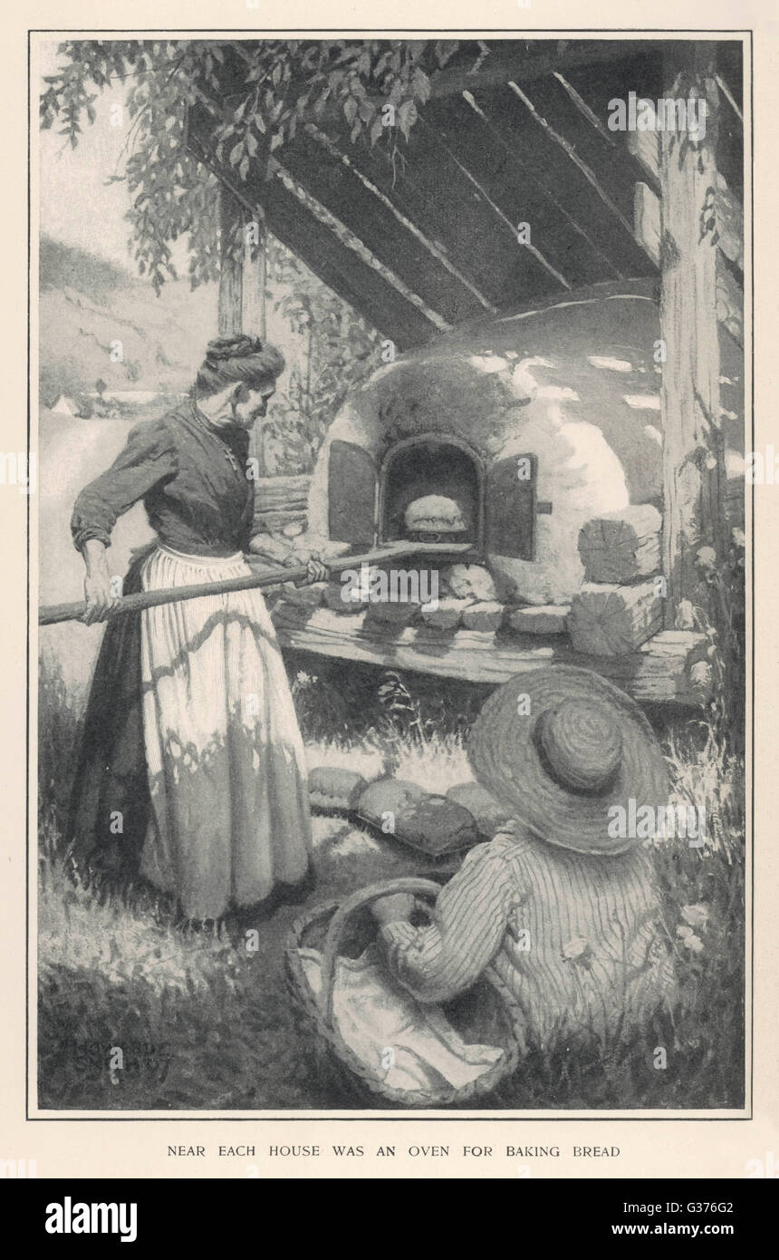 'Near each house was an oven for baking bread' making bread is a