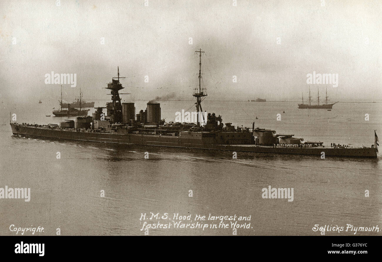 HMS Hood, Battlecruiser Date: 1920s Stock Photo - Alamy