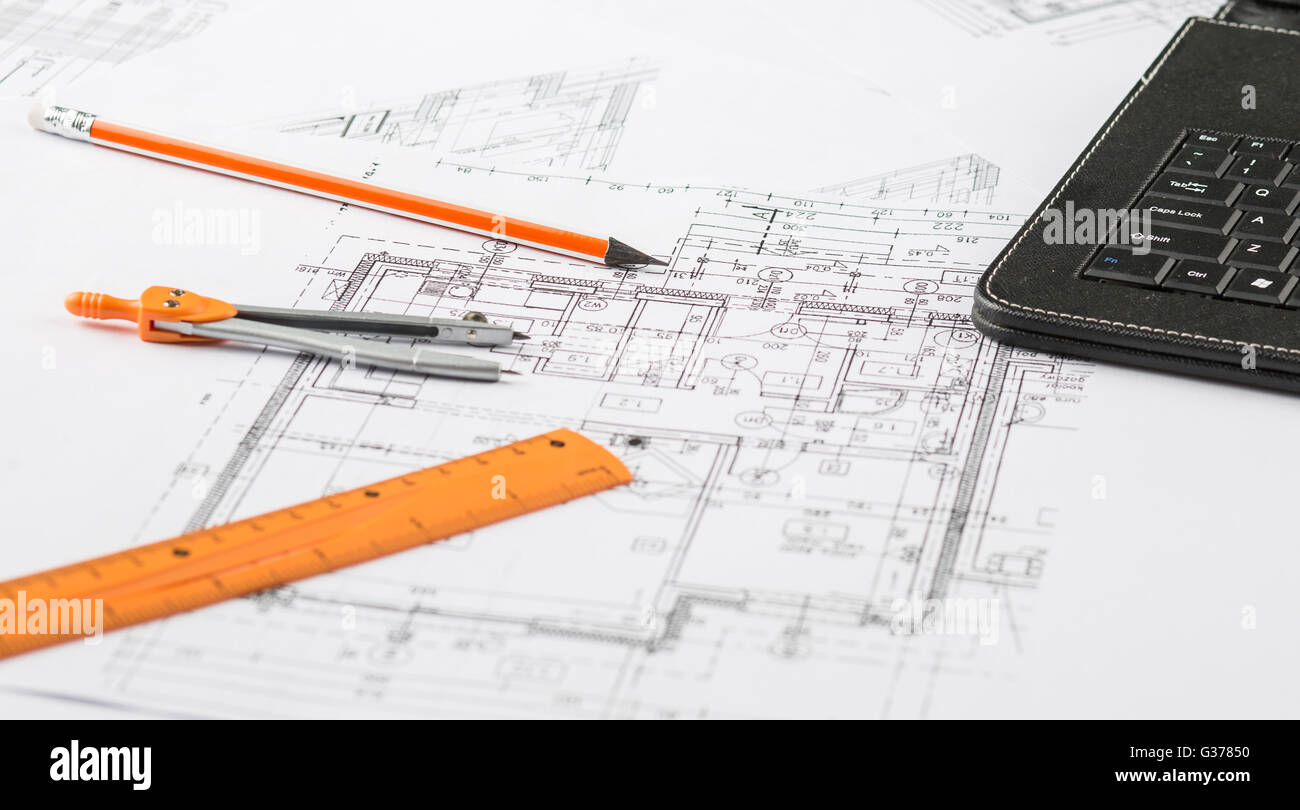 architecture building calculator concept construction cost Stock Photo