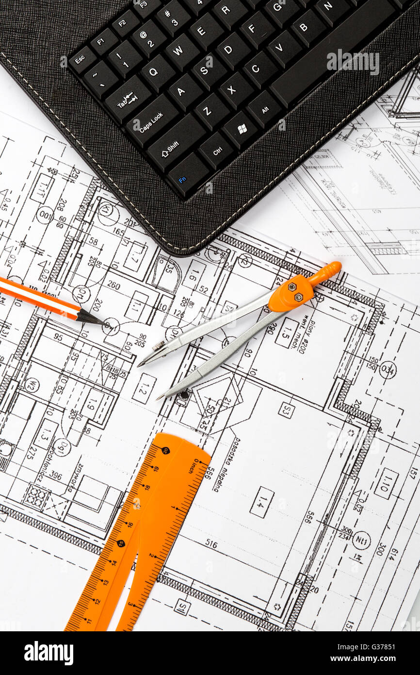 architecture building calculator concept construction cost Stock Photo
