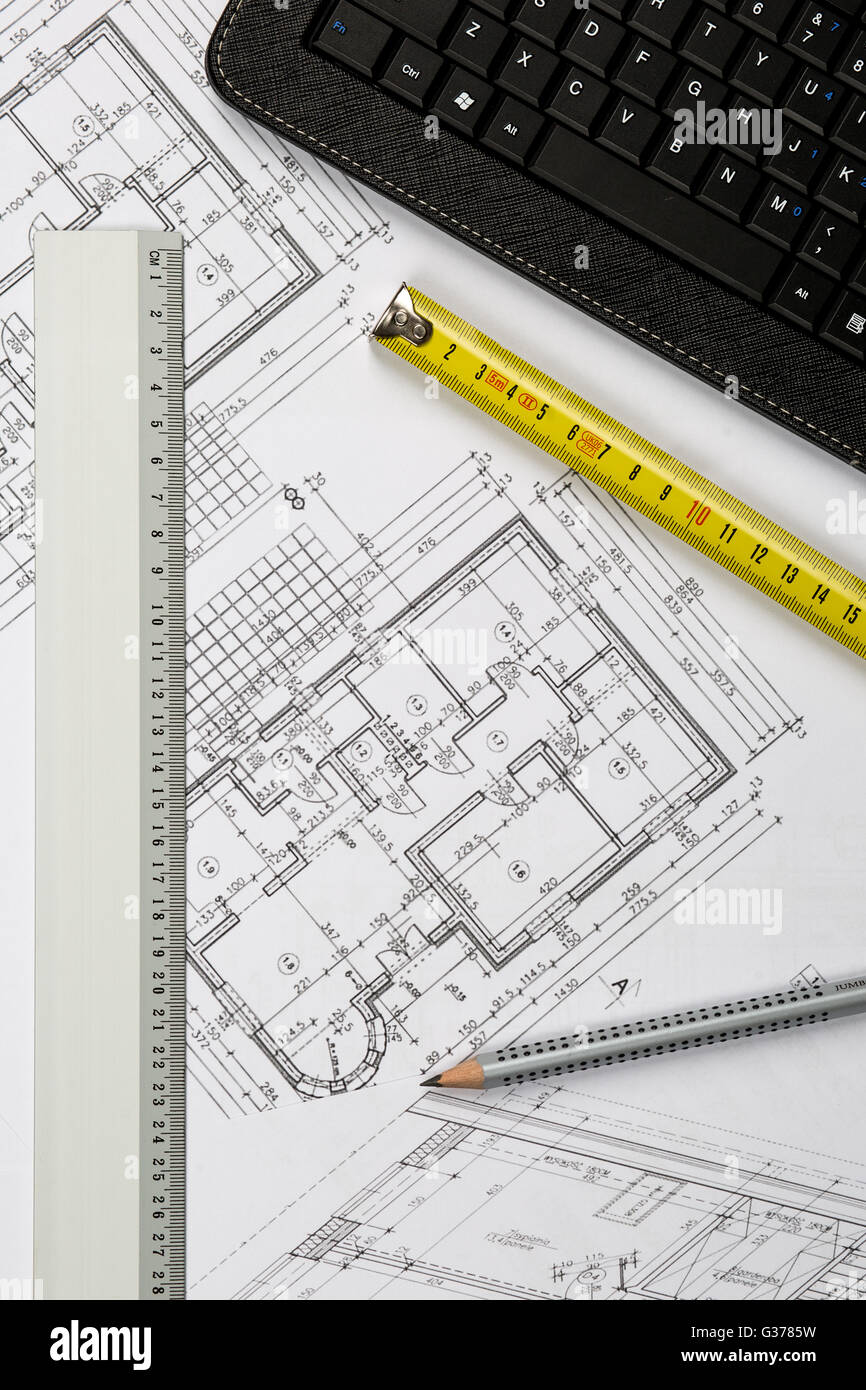 architecture building calculator concept construction cost Stock Photo