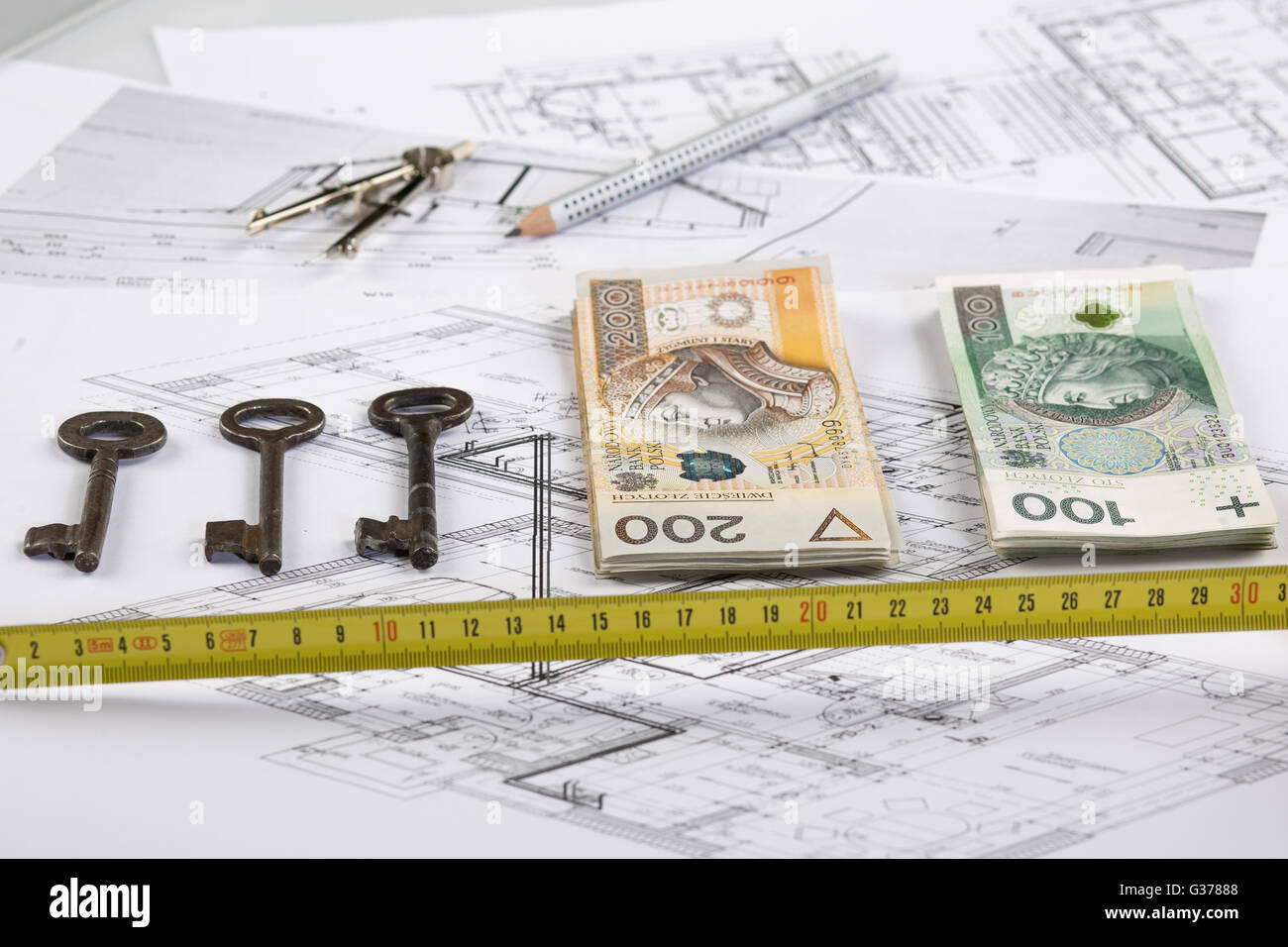 Architect plans construction project drawing, the cost of building a