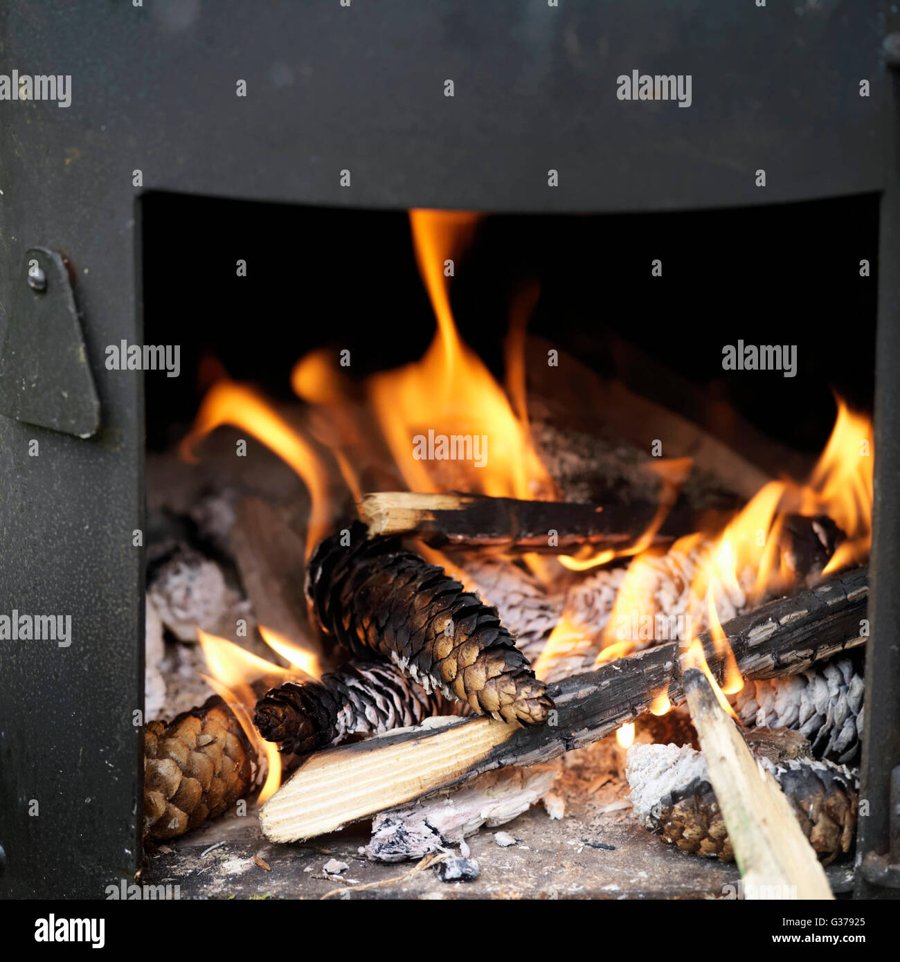 Fire In Stove Stock Photo Alamy