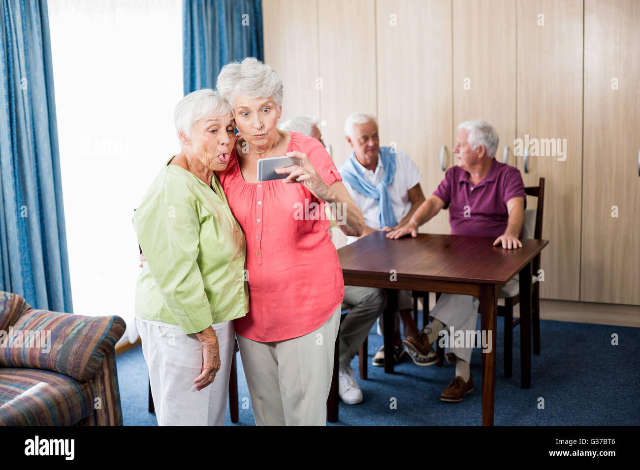 Senior women taking a selfie Stock Photo