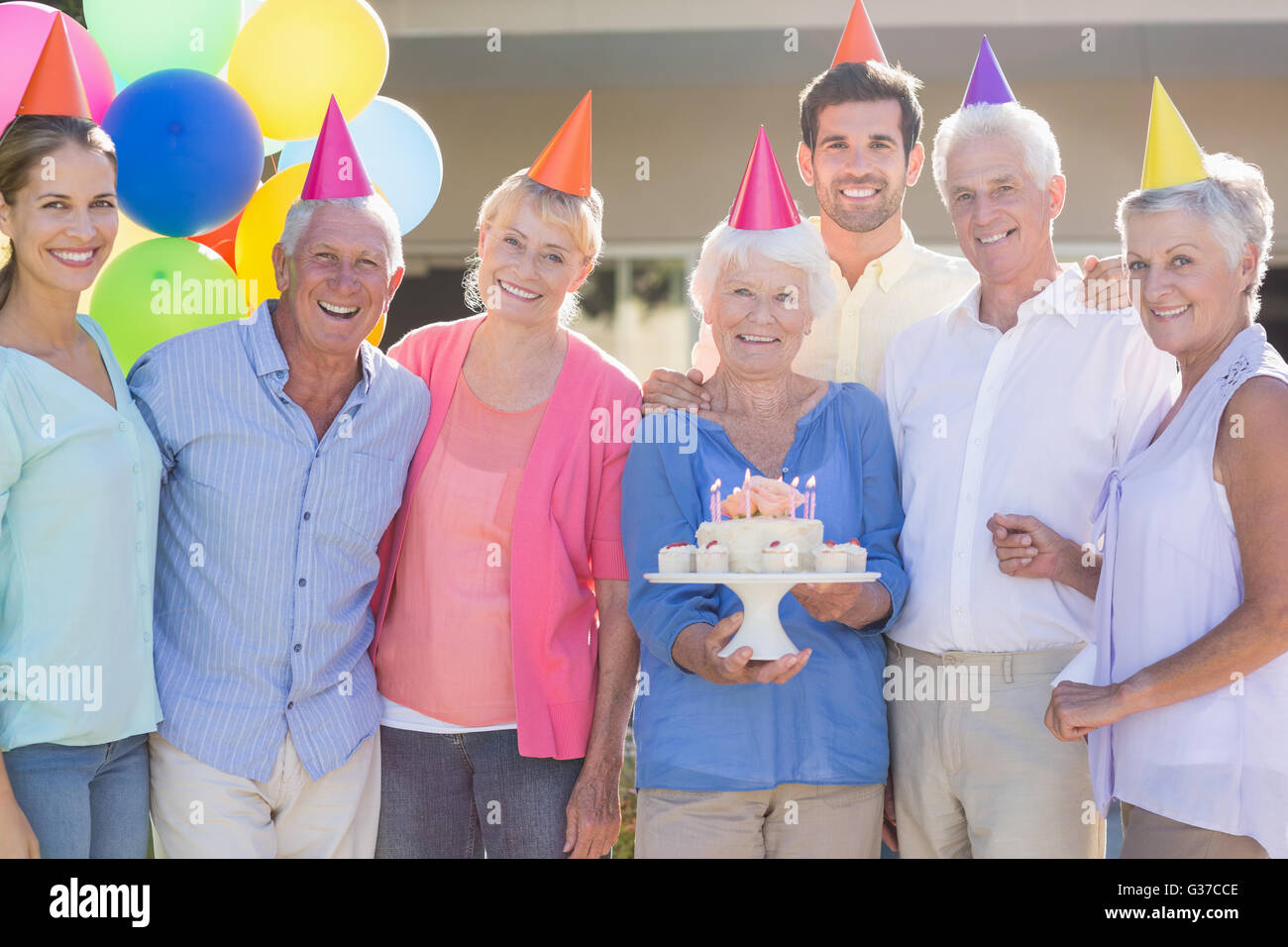 Seniors celebrating a birthday Stock Photo