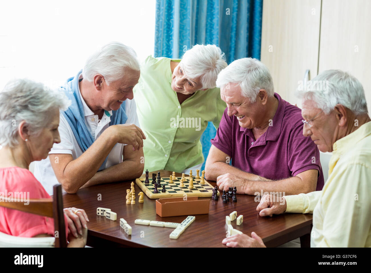 Seniors playing games Stock Photo Alamy