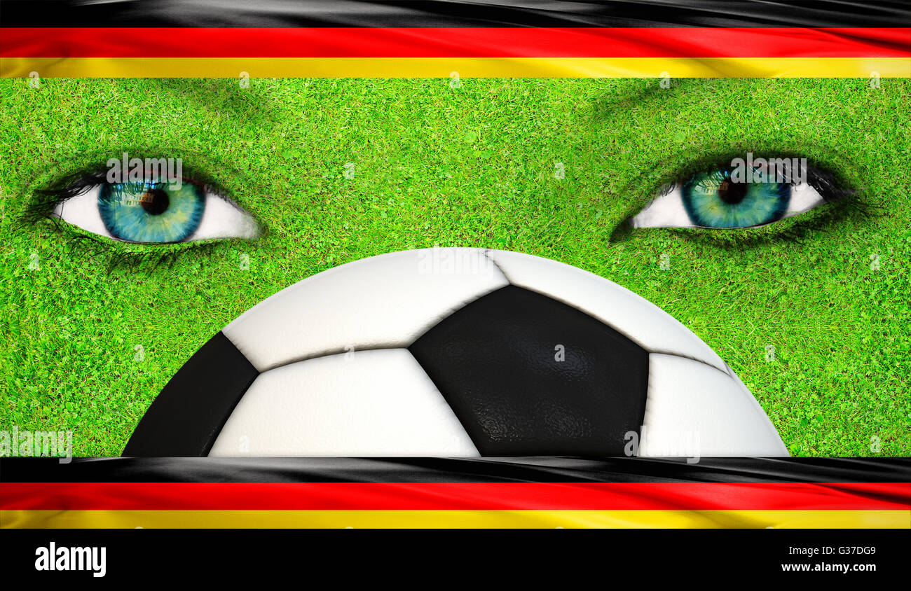 Face with grass texture and german flags Stock Photo