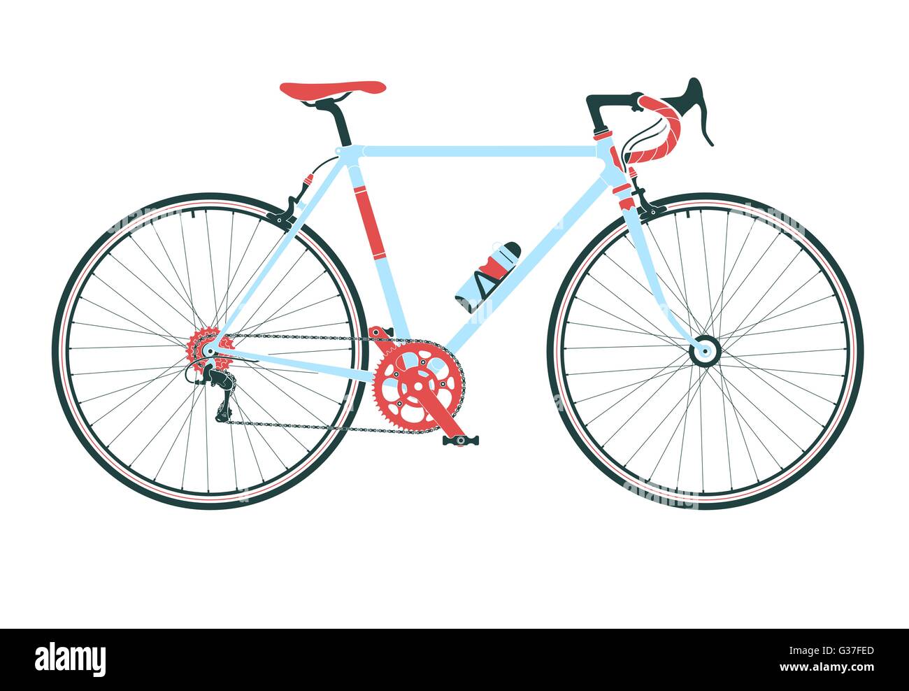 Classic town, road bicycle, detailed vector illustration. Stock Vector