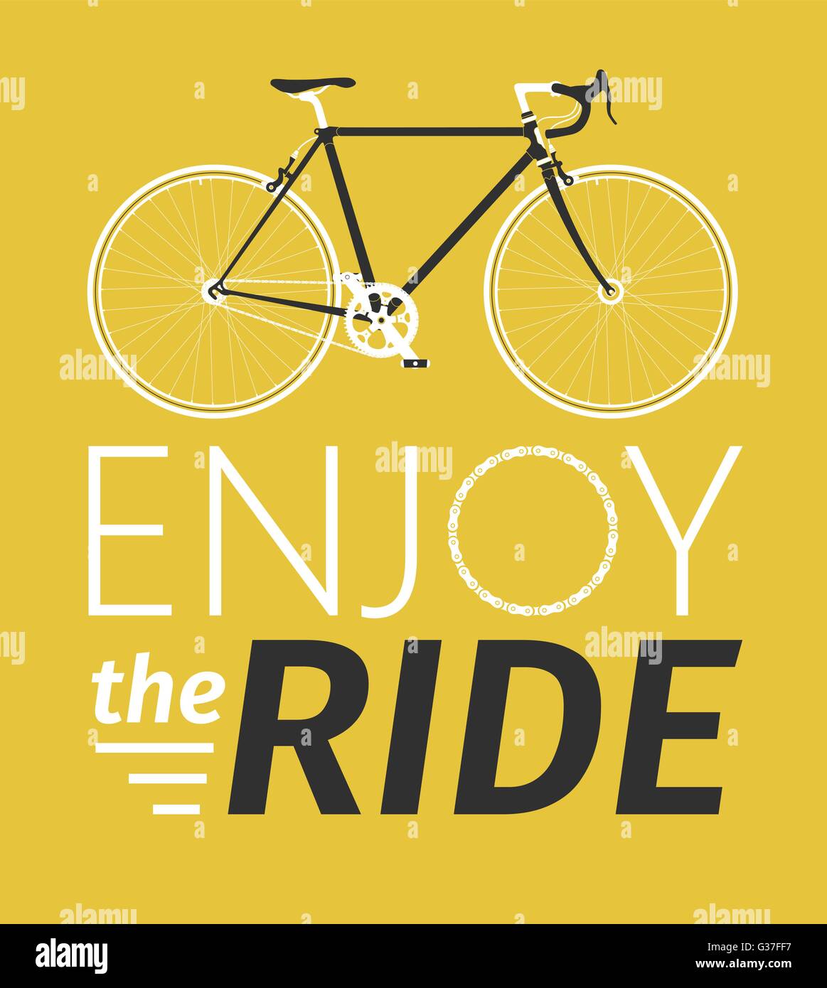 Classic mens town, road bike with enjoy the ride title, detailed vector illustration for card, t-shirt, etc. Stock Vector