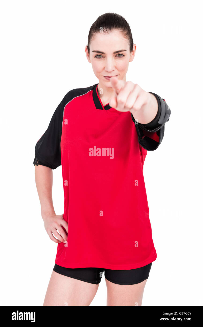 Female athlete pointing the camera Stock Photo Alamy