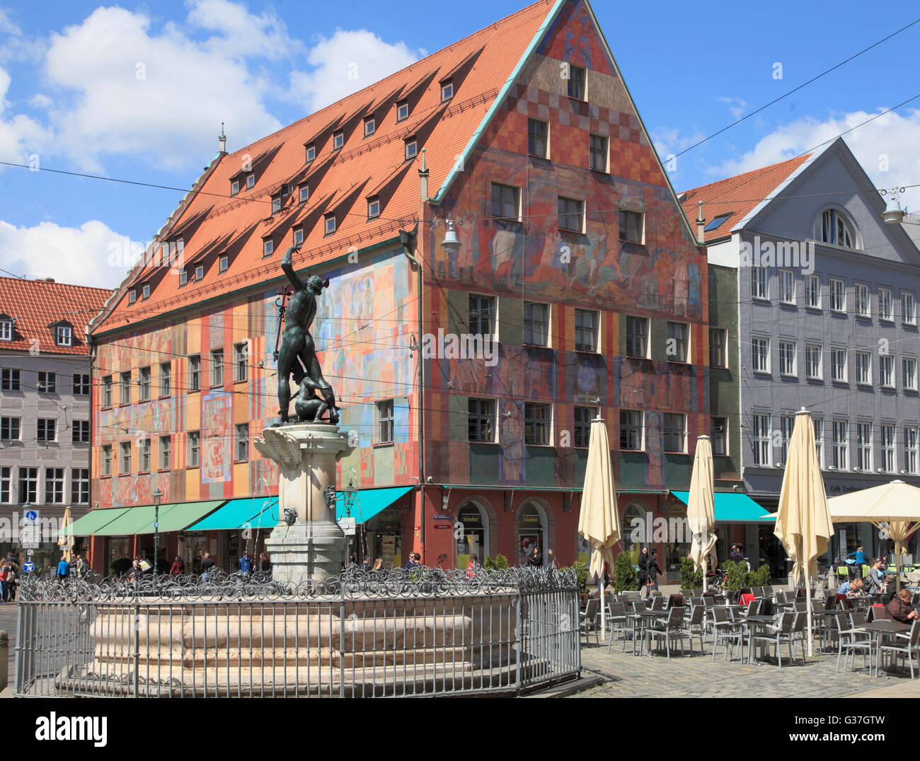 Germany, Bavaria, Augsburg, Weberhaus, historic architecture, Stock Photo