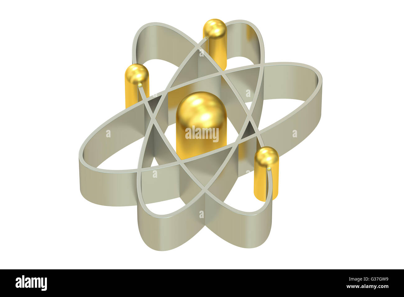 Atom, 3D rendering isolated on white background Stock Photo