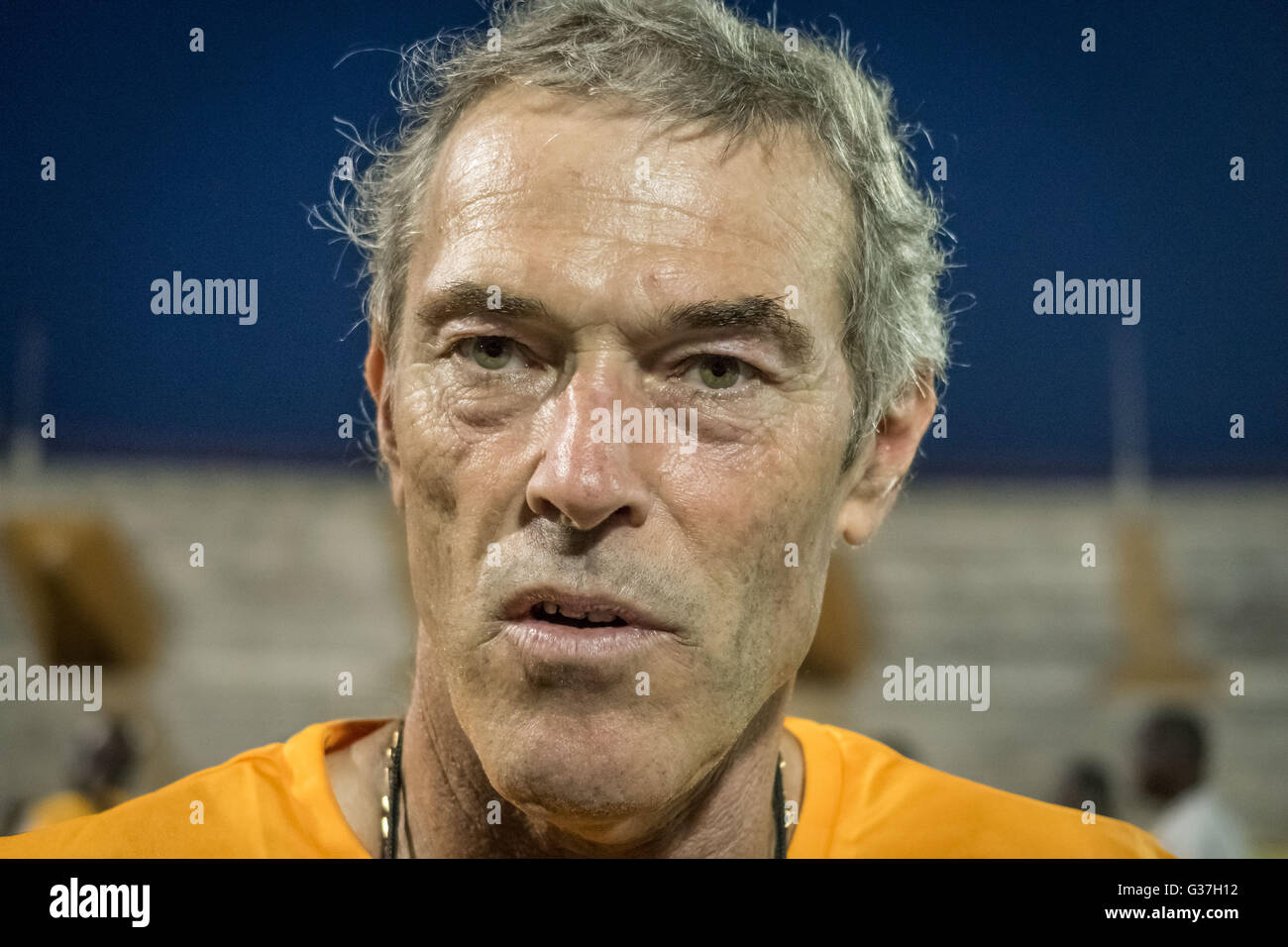 Football coach Michel Dussuyer at Stade Bouaké, Côte d'Ivoire, West