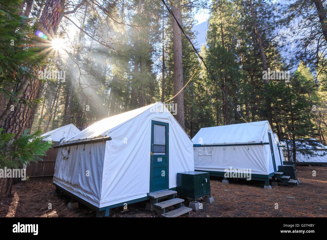 FEB 19, Yosemite: The famous Half Dome Village on FEB 19, 2015 at Yosemite Stock Photo
