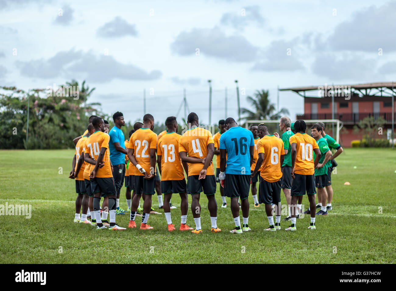 The Ivory Coast national football team 'The Elephants' training session in Abidjan, Ivory Coast. Stock Photo