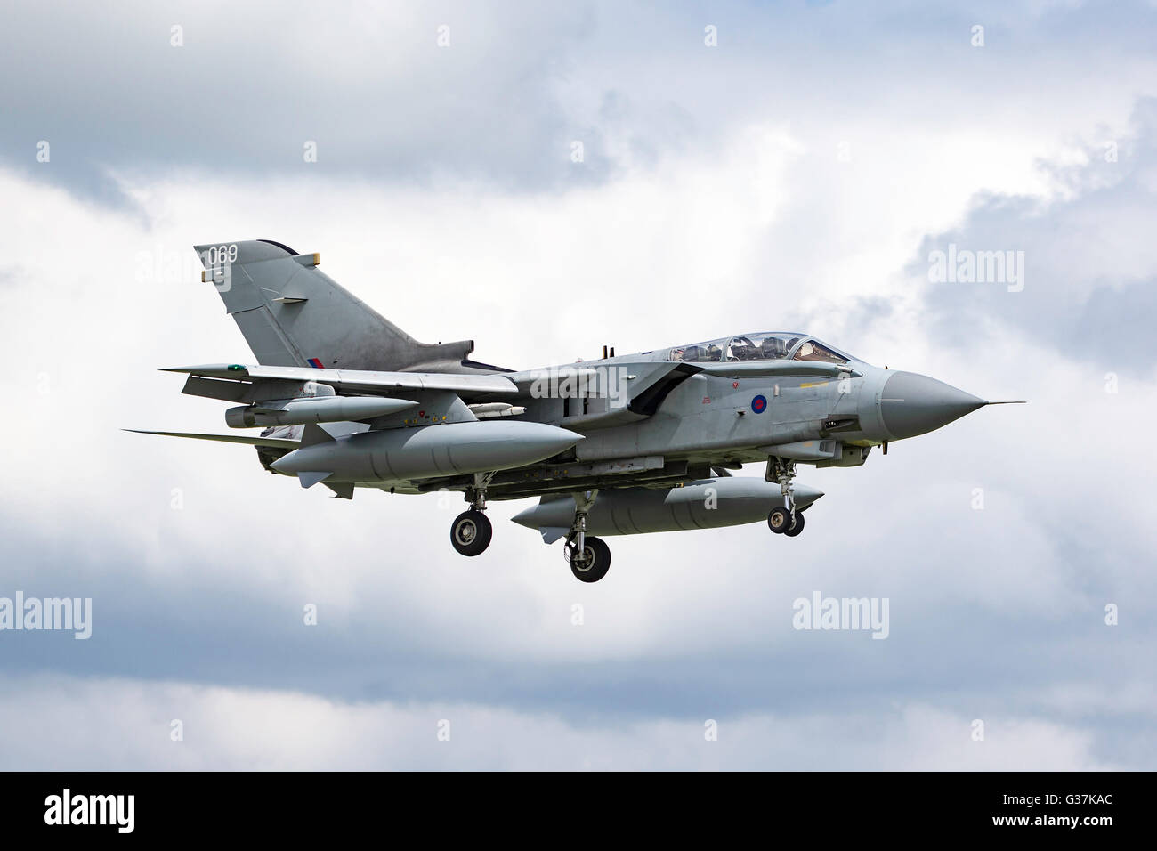 Royal Air Force (RAF) Panavia Tornado GR4 ZA606 of XV (Reserve) Squadron based at RAF Lossiemouth. Stock Photo