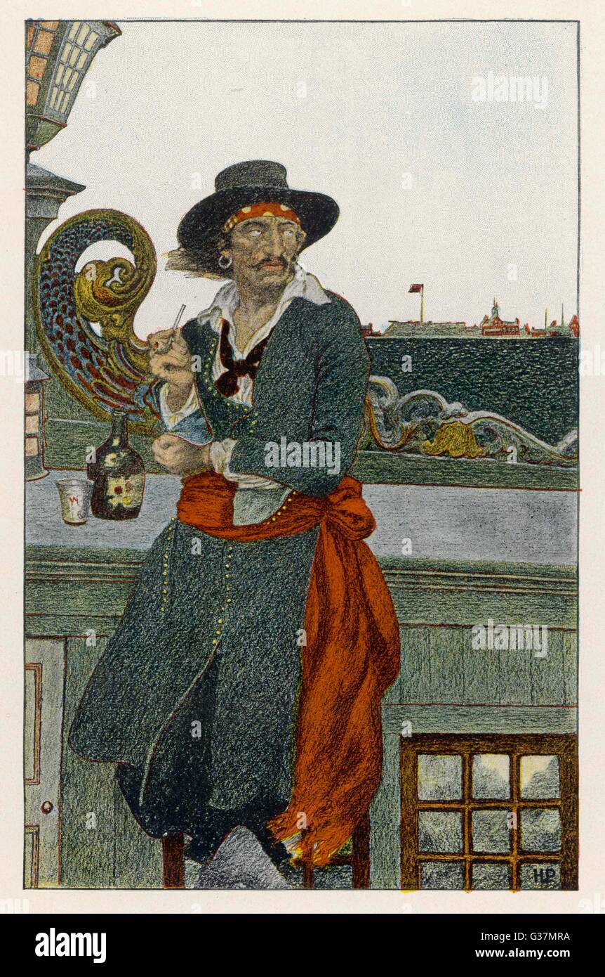 CAPTAIN KIDD aboard the 'Adventure' galley        Date: 17th century Stock Photo